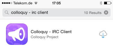 Install the Colloquy app from the Appstore